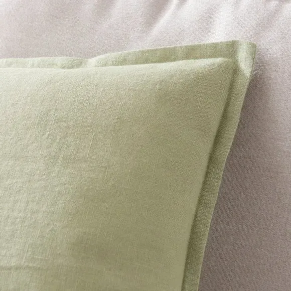 Square Cushion with Oxford Edge - Olive, Linen