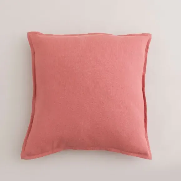 Square Cushion with Oxford Edge - Terracotta, Linen