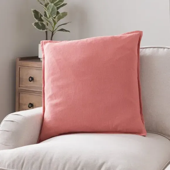 Square Cushion with Oxford Edge - Terracotta, Linen