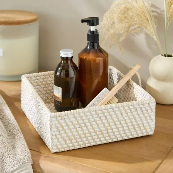 Square Serving Tray - White, Rattan image