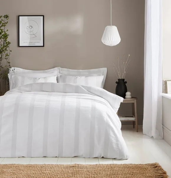 Waffle Duvet Cover Set - White, Cotton