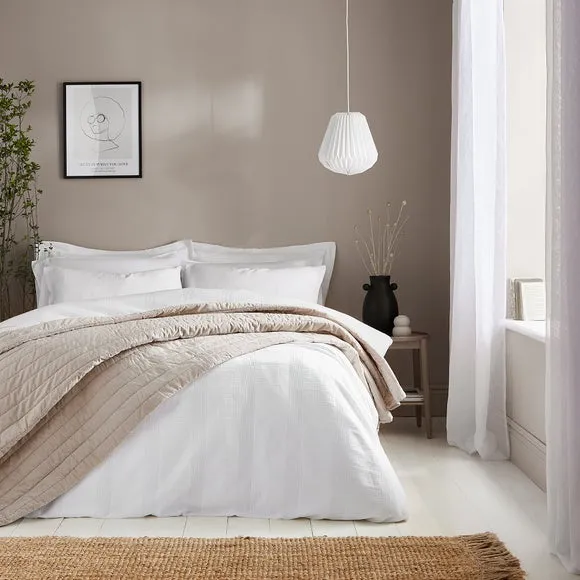 Waffle Duvet Cover Set - White, Cotton image