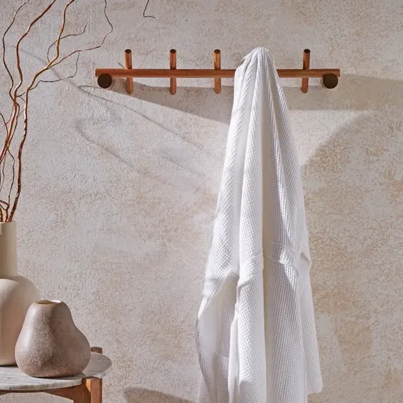 Wall Mounted Towel Peg Hooks - Natural, Acacia Wood image