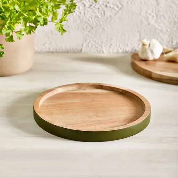 Wooden Colourblock Trivet - Olive, Acacia Wood image