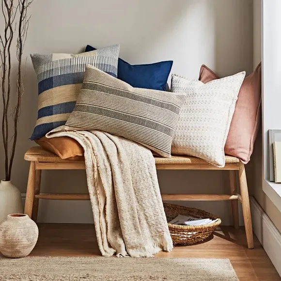 Woven Stripe Cushion Cover - Natural, Cotton