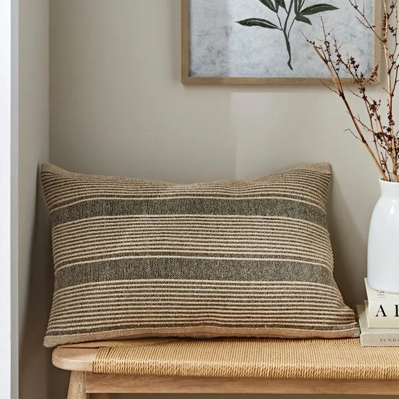 Woven Stripe Cushion Cover - Natural, Cotton image