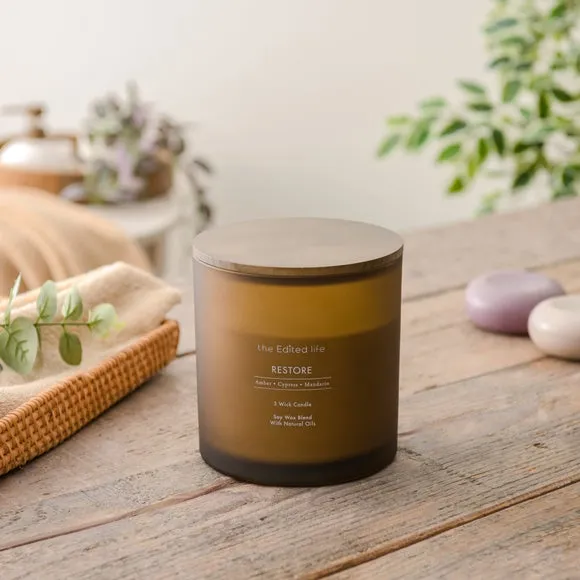 XL Multi Wick Candle Restore Scent - Brown Glass