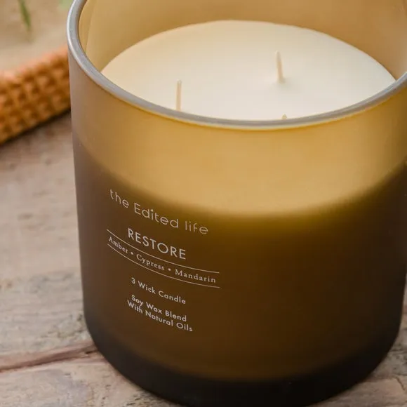 XL Multi Wick Candle Restore Scent - Brown Glass