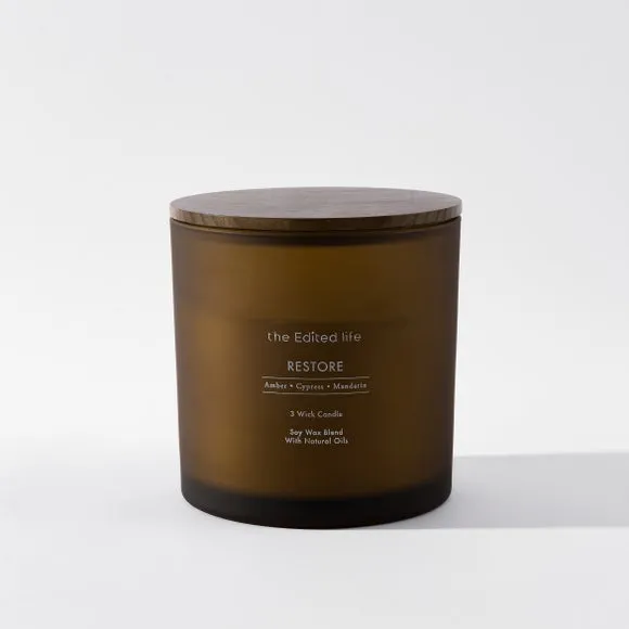XL Multi Wick Candle Restore Scent - Brown Glass