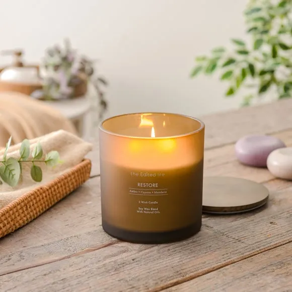 XL Multi Wick Candle Restore Scent - Brown Glass image