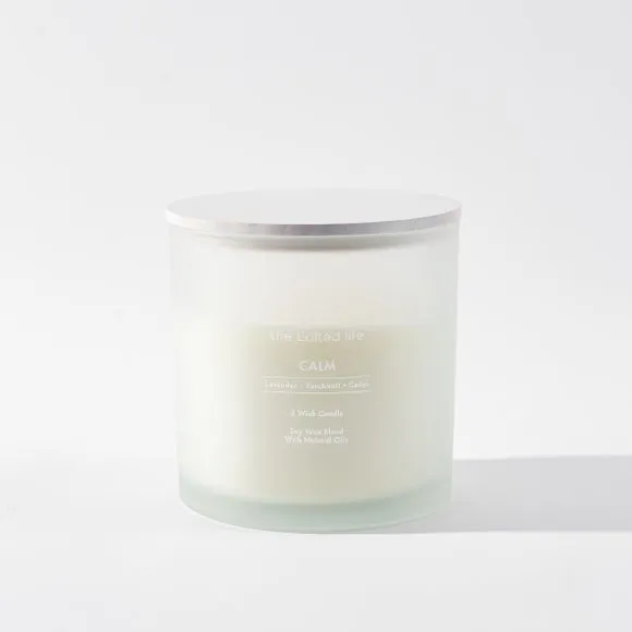 XL Multi Wick Candle - White, Glass