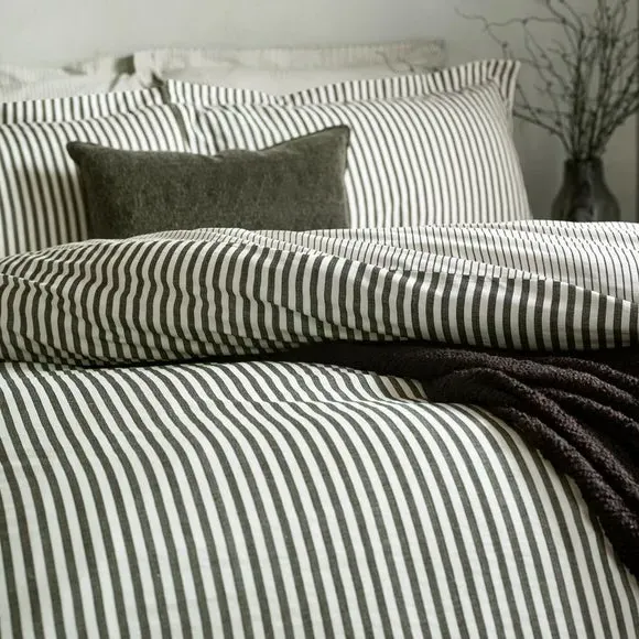 Reversible Duvet Cover Set - Black, Cotton