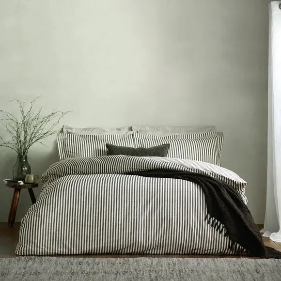 Reversible Duvet Cover Set - Black, Cotton