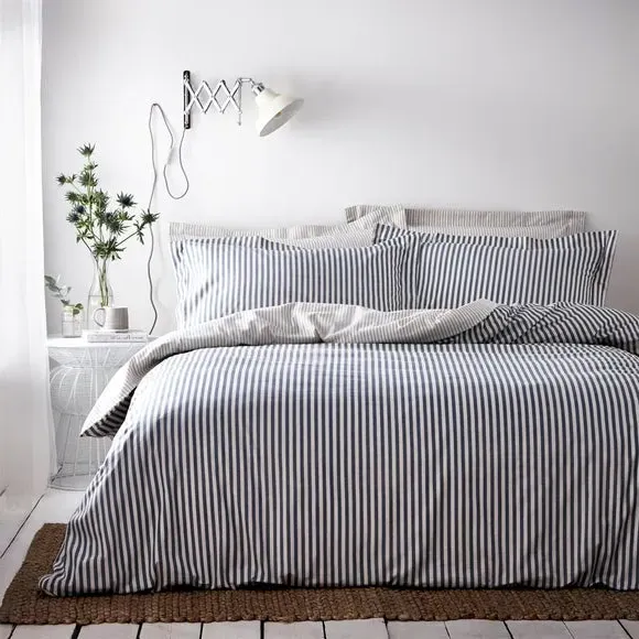 Reversible Duvet Cover Set - Navy, Cotton