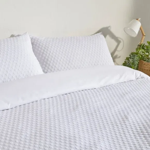 Tufted Duvet Cover Set - White, Cotton