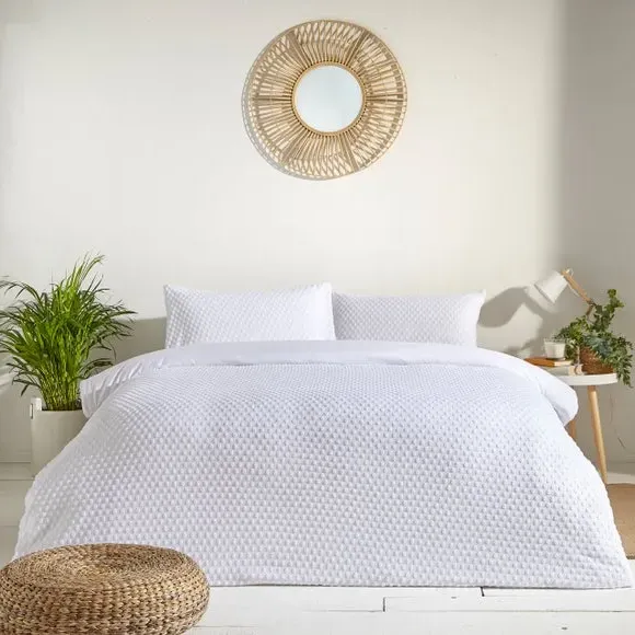 Tufted Duvet Cover Set - White, Cotton