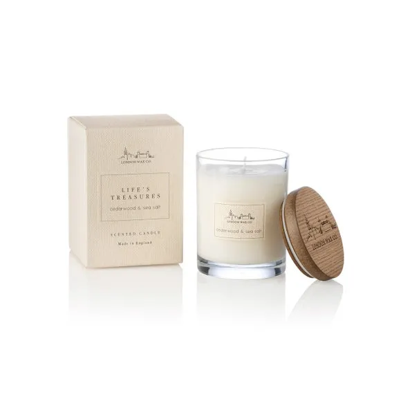 Cedarwood & Sea Salt Candle - White, Glass image