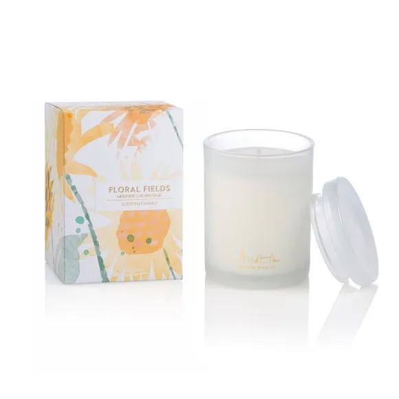 Floral Fields Scented Candle - White, Premium Wax