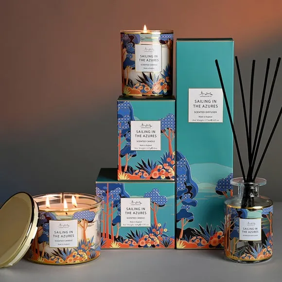 Scented Candle with Floral Design - Multicolor