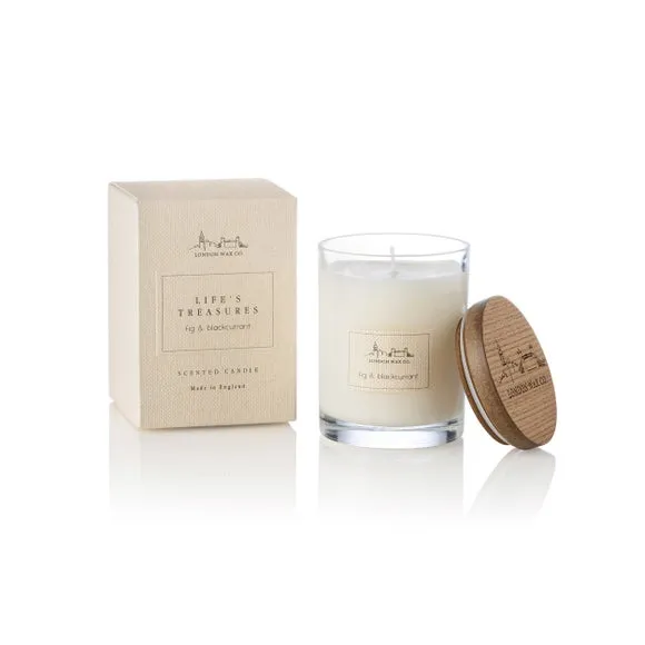Scented Candle with Wooden Lid - White, Glass image
