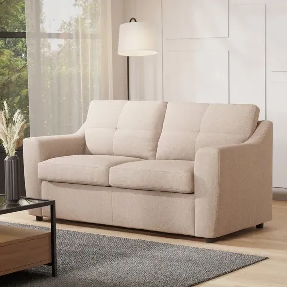 2-Seater Sofa Bed with Storage - Oatmeal, Fabric