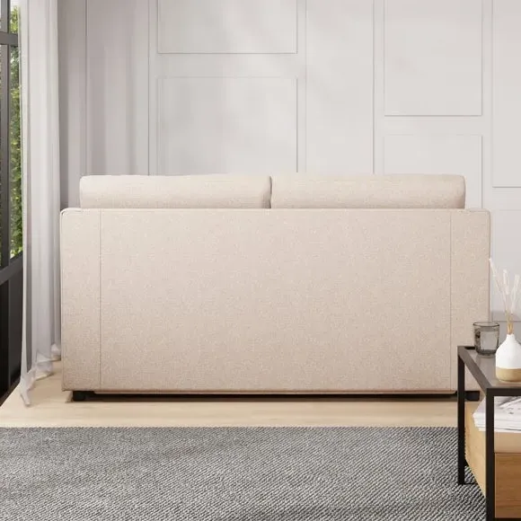2-Seater Sofa Bed with Storage - Oatmeal, Fabric