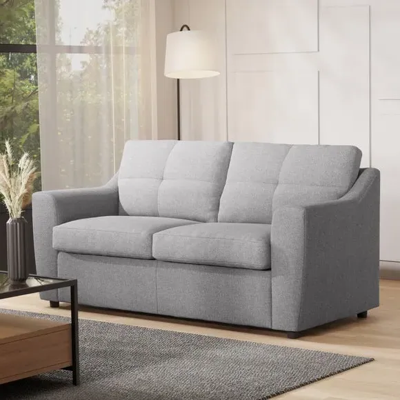 2-Seater Sofa Bed with Storage - Silver, Fabric