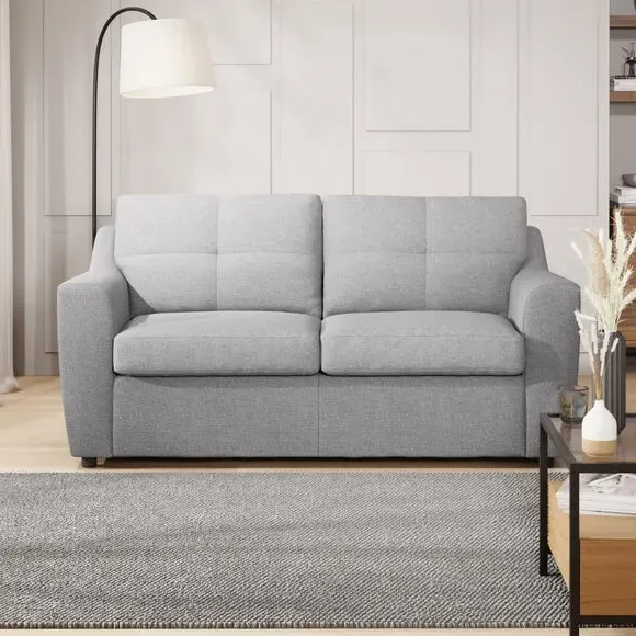 2-Seater Sofa Bed with Storage - Silver, Fabric