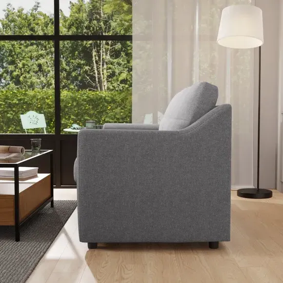 2-Seater Sofa Bed with Storage - Silver, Fabric