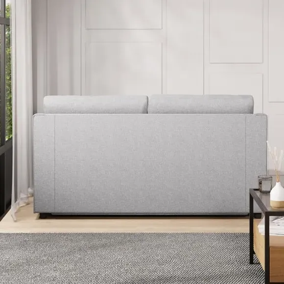 2-Seater Sofa Bed with Storage - Silver, Fabric