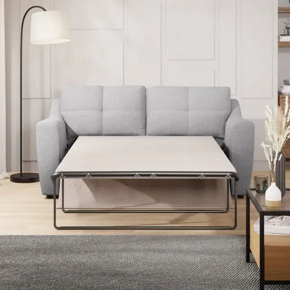 2-Seater Sofa Bed with Storage - Silver, Fabric