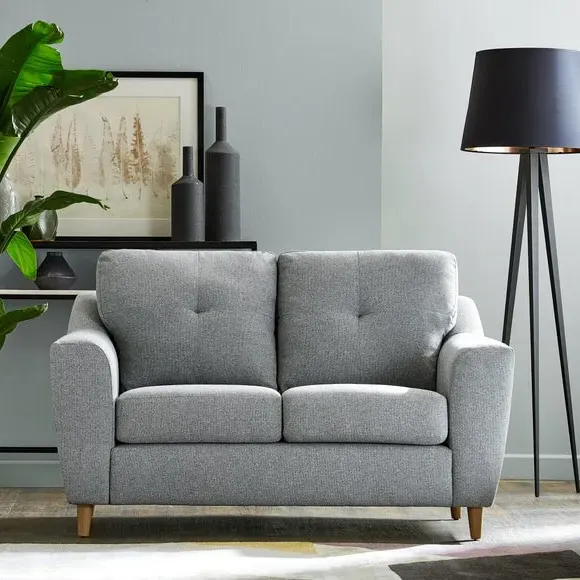 2-Seater Sofa Textured Weave - Silver, Polyester