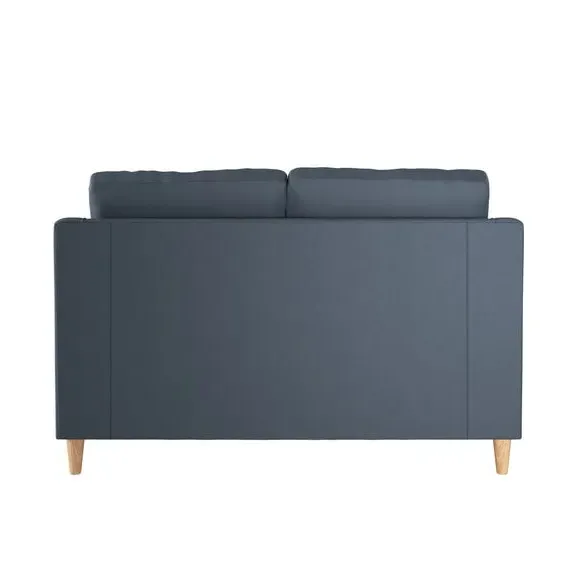 2-Seater Sofa with Oak Legs - Navy, Faux Leather