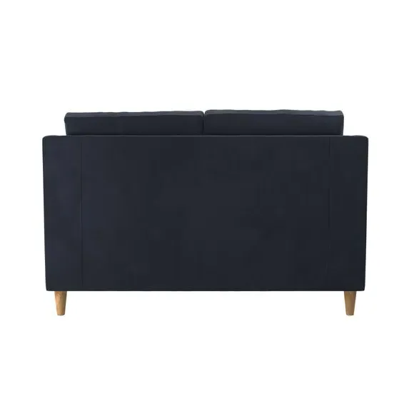 2-Seater Sofa with Pinched Cushions - Navy, Velvet