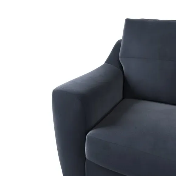 2-Seater Sofa with Pinched Cushions - Navy, Velvet
