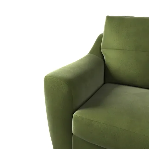 2-Seater Sofa with Pinched Cushions - Olive, Velvet
