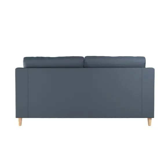 3-Seater Sofa with Pinched Cushions - Navy, Faux Leather