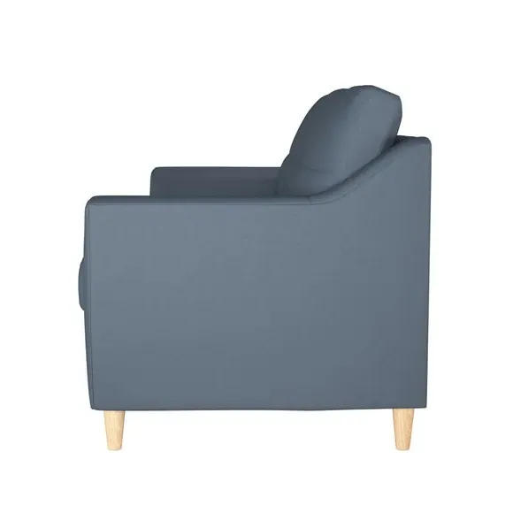 3-Seater Sofa with Pinched Cushions - Navy, Faux Leather