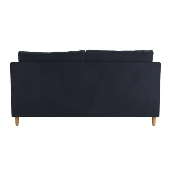 3-Seater Sofa with Pinched Cushions - Navy, Velvet