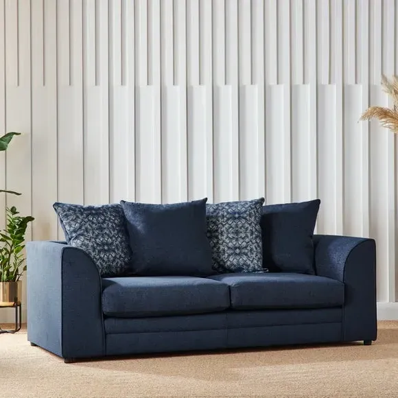 3-Seater Sofa with Scatterback - Navy, Chenille