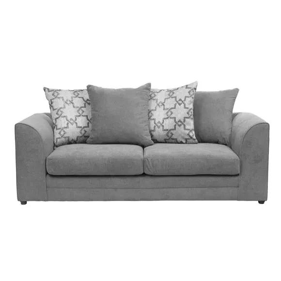 3-Seater Sofa with Sprung Seats - Grey, Chenille