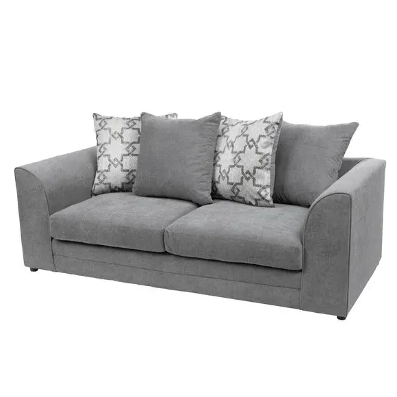 3-Seater Sofa with Sprung Seats - Grey, Chenille