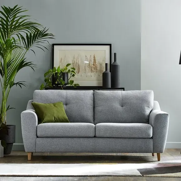 3-Seater Sofa with Textured Weave - Silver