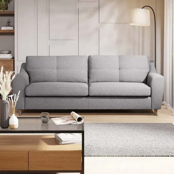 4-Seater Sofa with Textured Weave - Silver