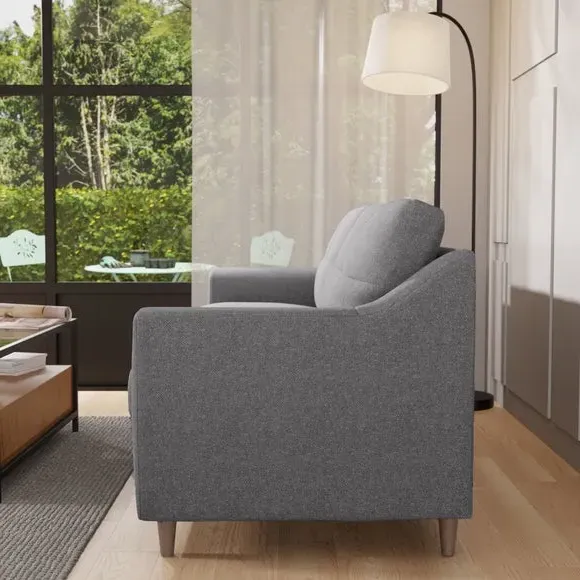 4-Seater Sofa with Textured Weave - Silver