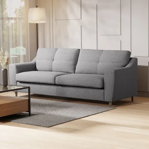4-Seater Sofa with Textured Weave - Silver