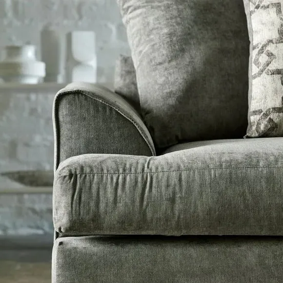 Corner Sofa with Chunky Cushions - Grey, Chenille