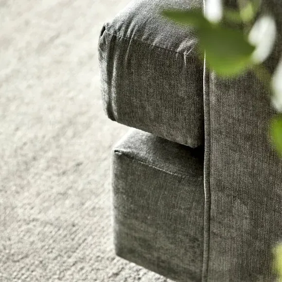 Corner Sofa with Chunky Cushions - Grey, Chenille