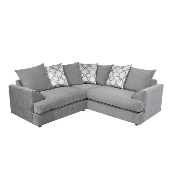 Corner Sofa with Chunky Cushions - Grey, Chenille image