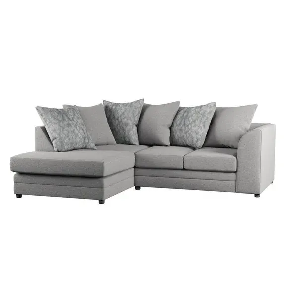 Small Corner Sofa with Chaise - Grey, Chenille